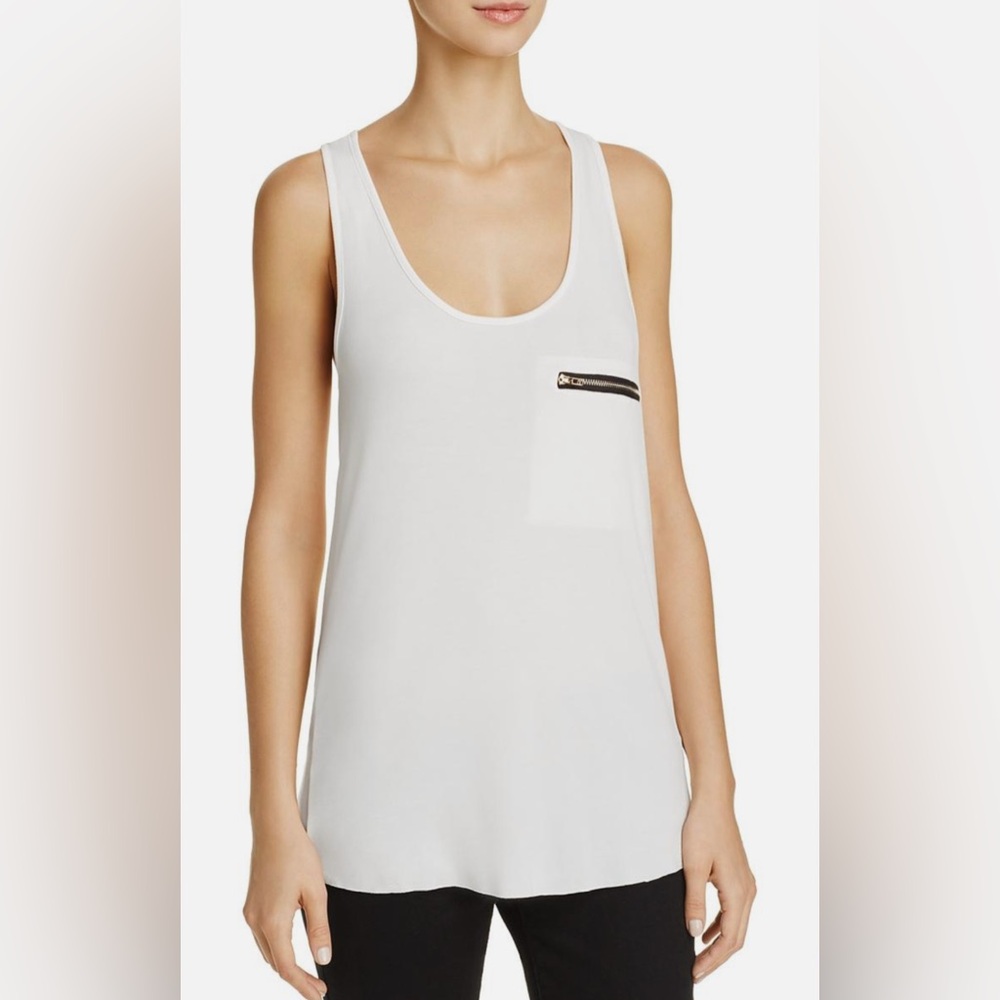 POL White Sleeveless Top with Zipper Detail